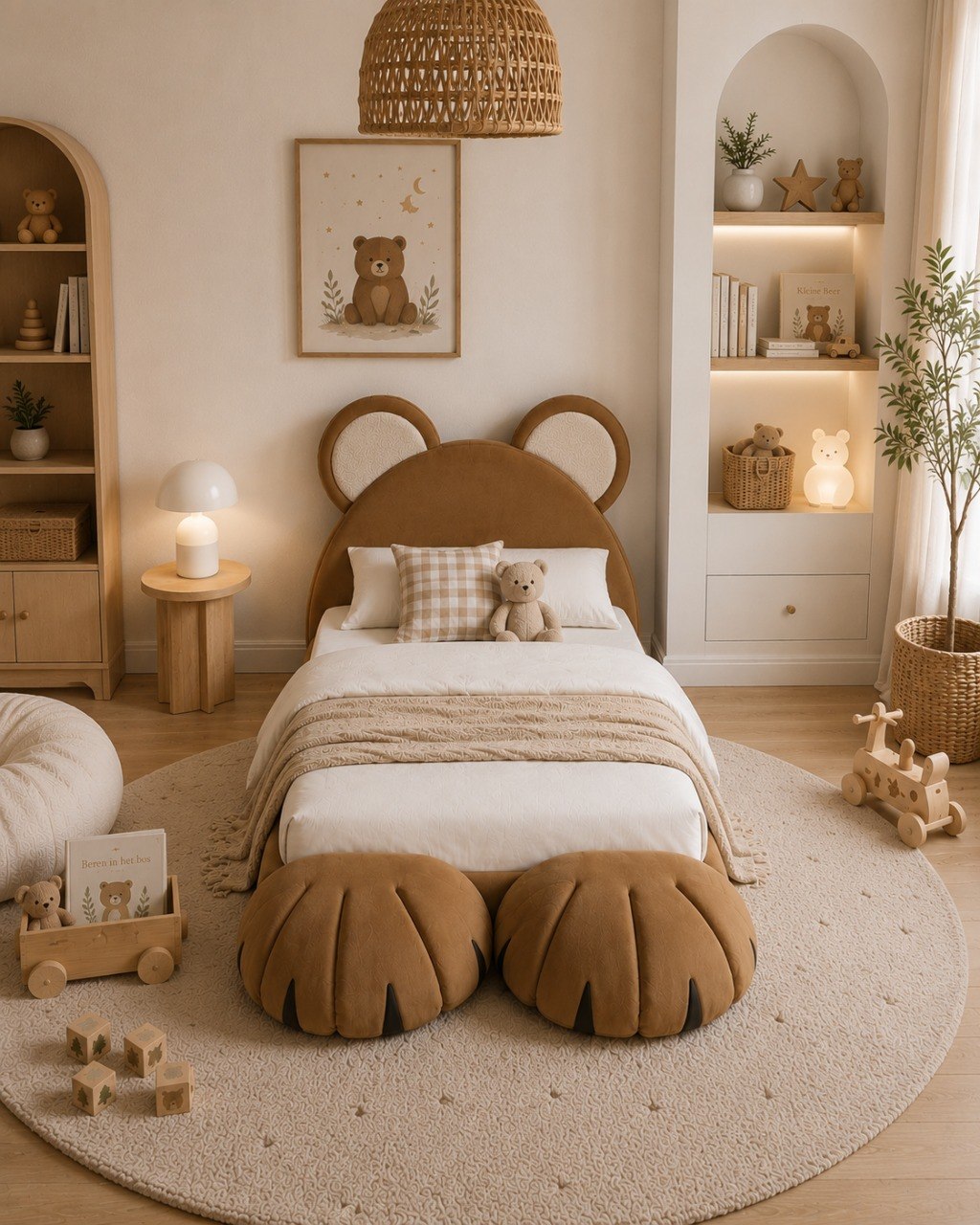 Bear Bed in warme kinderkamer met teddy details