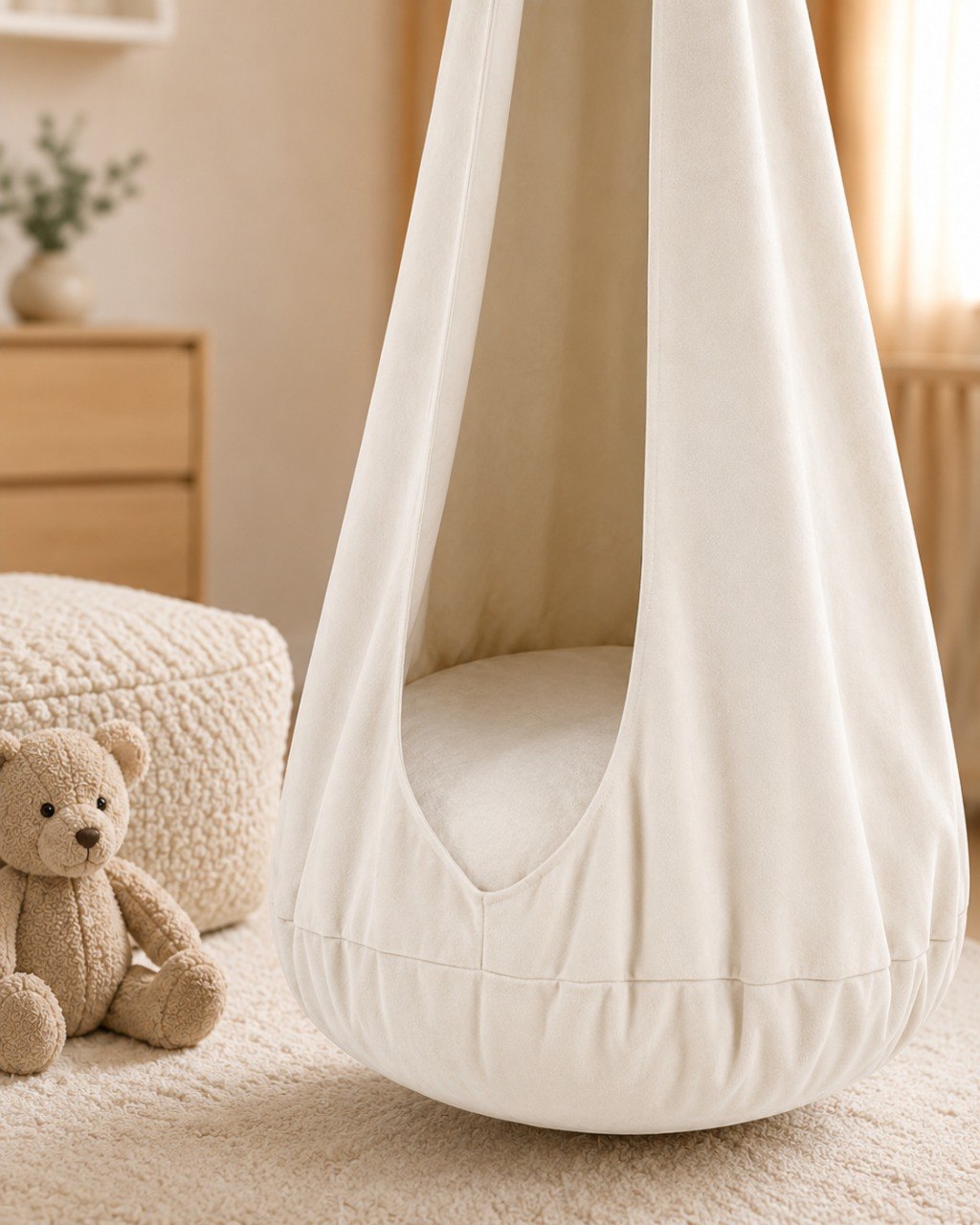 Cocoon kinderhangstoel Cotton Cloud White detailfoto