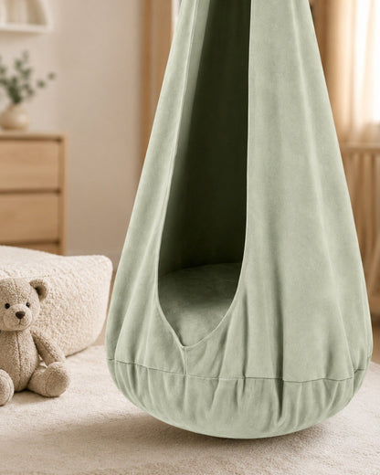 Cocoon kinderhangstoel Sage Meadow Green detailfoto