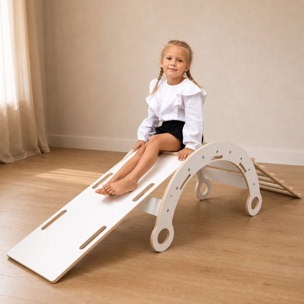 MeowBaby Dream Rocker met glijbaan en ladder in kinderkamer met ouder kind