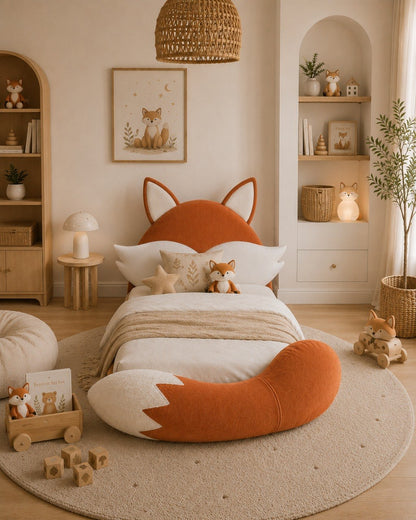 Fox Bed met zachte vosvormige rugleuning in kinderkamer