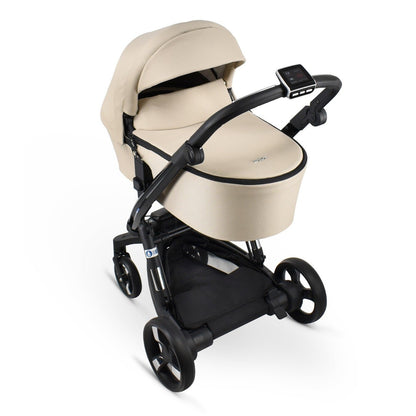 iBebe Stop & Drive kinderwagen beige reiswieg vooraanzicht