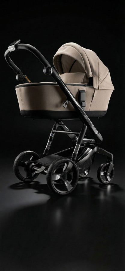 iBebe Stop & Drive kinderwagen beige donkere studio driekwart aanzicht