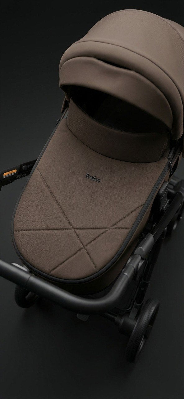 iBebe Stop & Drive kinderwagen bruin donkere studio bekleding detail