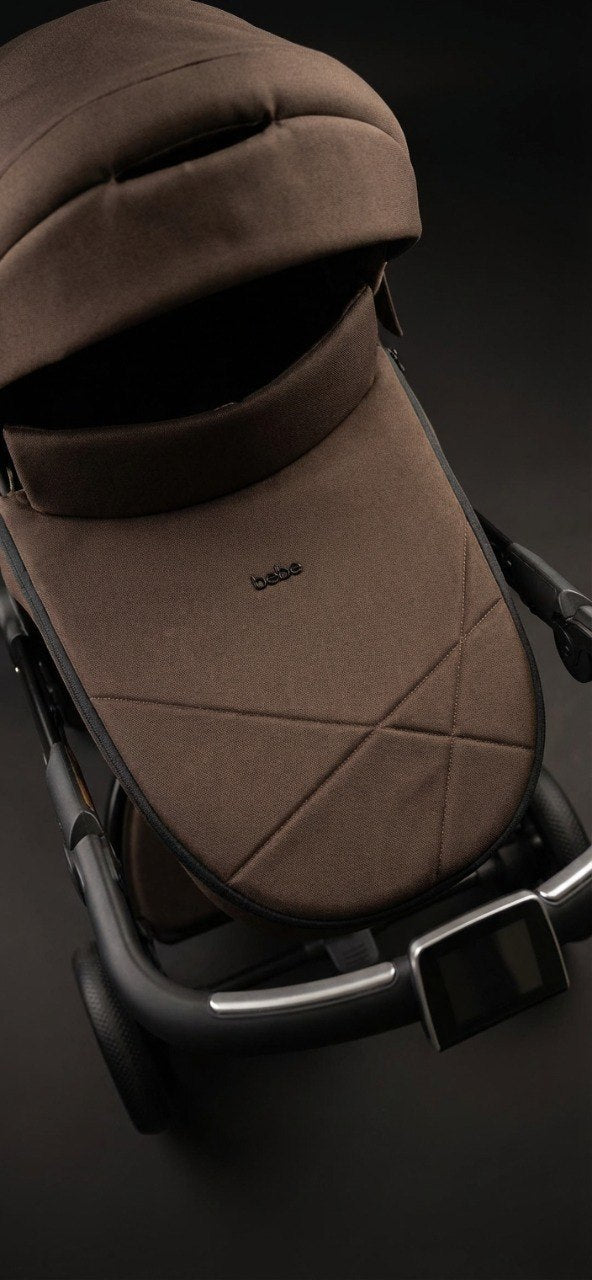 iBebe Stop & Drive kinderwagen bruin donkere studio kap en bekleding detail